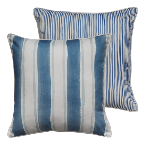 Fraser Stripe Blue Square Cushion