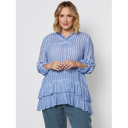 Striped Frilled Top