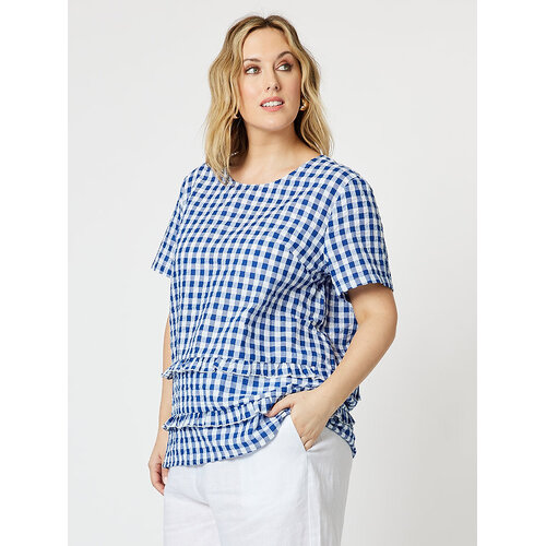 Gingham Check Double Frilled Top