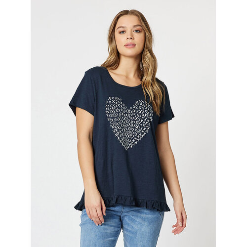 X Heart Frilled Hem Top