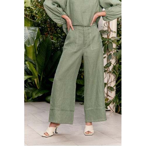 Gabriella Stitch Detail Linen Pant