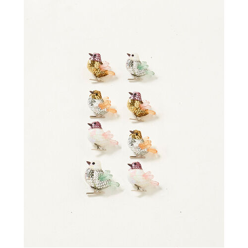 Sequin birds - Pastel - Set of 8