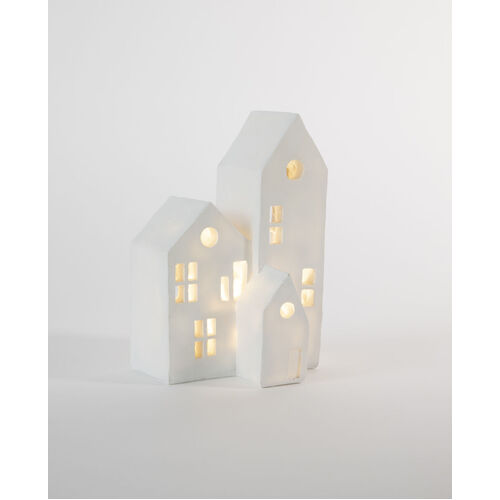 Poem  standing house cluster of 3 white