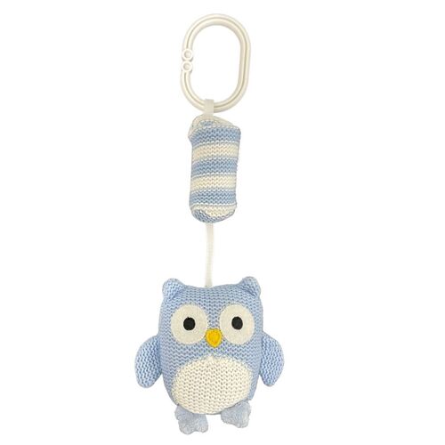 Knitted Owl Chime Toy - Blue