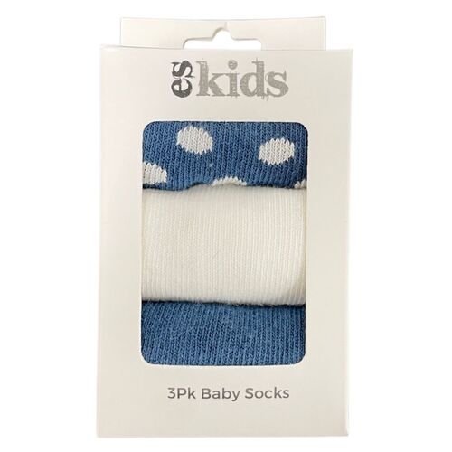 Baby Socks Boxed - 3pk Navy Spot