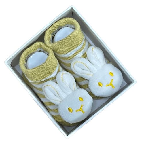 Socks with Rattles - Bunny Mustard