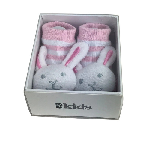 Socks w Rattles Bunny Pink