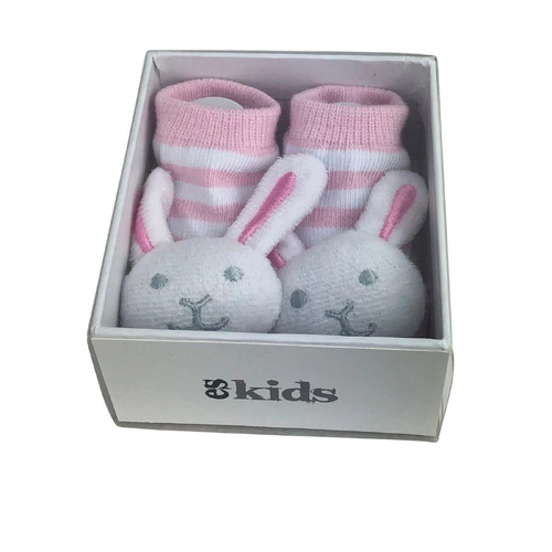 Socks w Rattles Bunny Pink